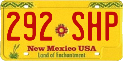 NM license plate 292SHP