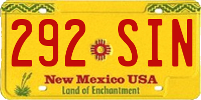 NM license plate 292SIN