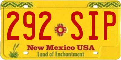 NM license plate 292SIP