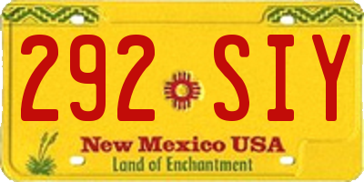 NM license plate 292SIY