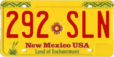 NM license plate 292SLN
