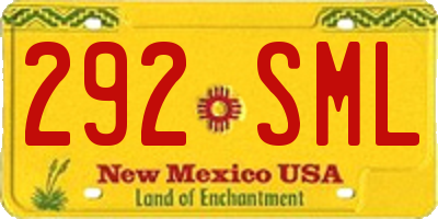 NM license plate 292SML