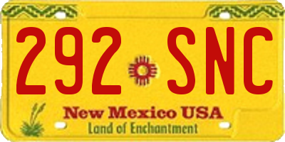 NM license plate 292SNC
