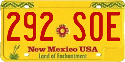 NM license plate 292SOE