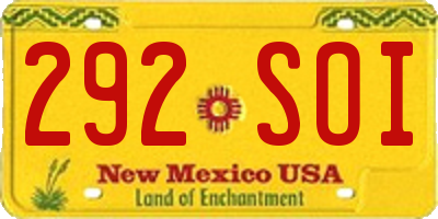 NM license plate 292SOI