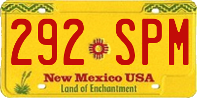 NM license plate 292SPM