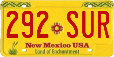 NM license plate 292SUR