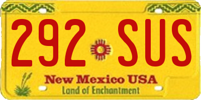 NM license plate 292SUS
