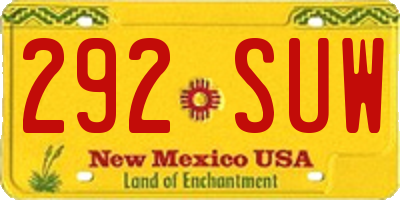 NM license plate 292SUW