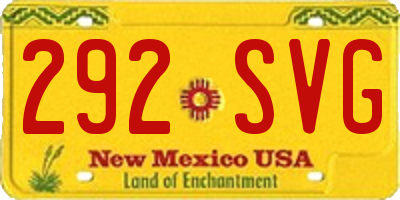 NM license plate 292SVG