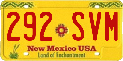 NM license plate 292SVM
