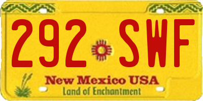 NM license plate 292SWF