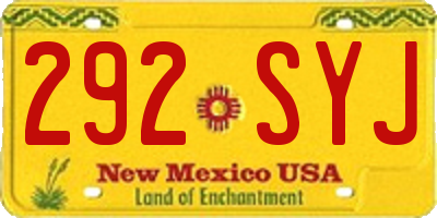 NM license plate 292SYJ