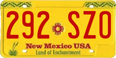 NM license plate 292SZO