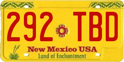 NM license plate 292TBD