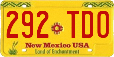 NM license plate 292TDO