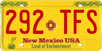 NM license plate 292TFS