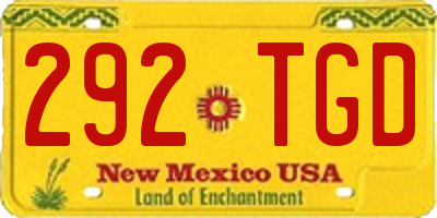 NM license plate 292TGD