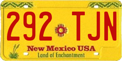 NM license plate 292TJN