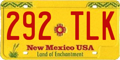 NM license plate 292TLK