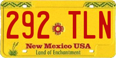 NM license plate 292TLN