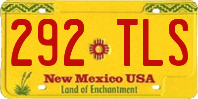 NM license plate 292TLS