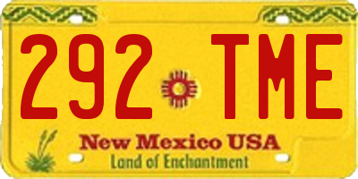 NM license plate 292TME