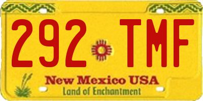 NM license plate 292TMF