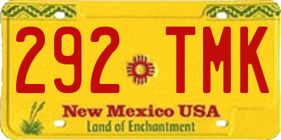 NM license plate 292TMK