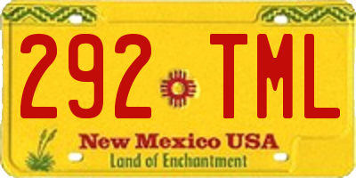 NM license plate 292TML