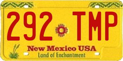 NM license plate 292TMP