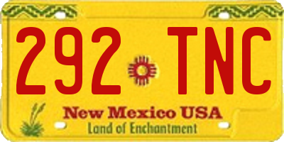 NM license plate 292TNC