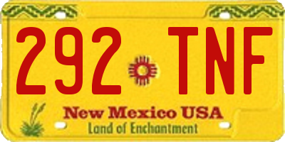 NM license plate 292TNF