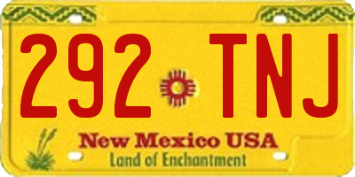 NM license plate 292TNJ