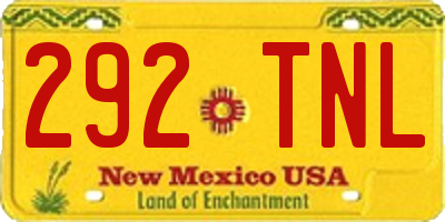 NM license plate 292TNL