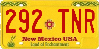 NM license plate 292TNR