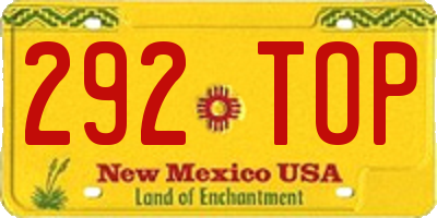 NM license plate 292TOP