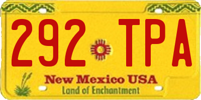NM license plate 292TPA