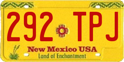 NM license plate 292TPJ