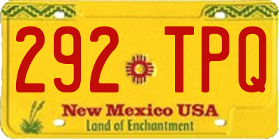 NM license plate 292TPQ