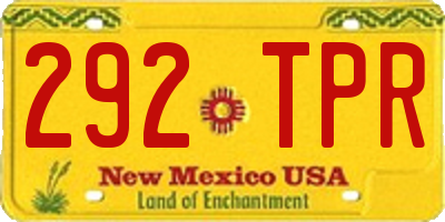 NM license plate 292TPR