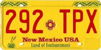NM license plate 292TPX