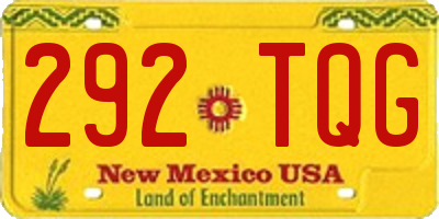NM license plate 292TQG