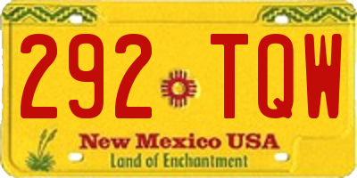 NM license plate 292TQW