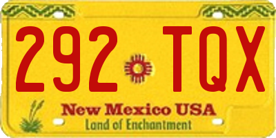 NM license plate 292TQX