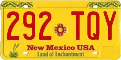 NM license plate 292TQY