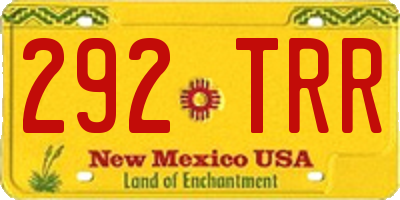 NM license plate 292TRR