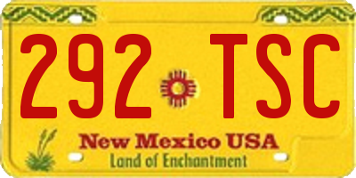 NM license plate 292TSC
