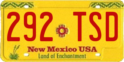 NM license plate 292TSD