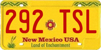 NM license plate 292TSL